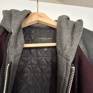 Wool coat with removable hoodie